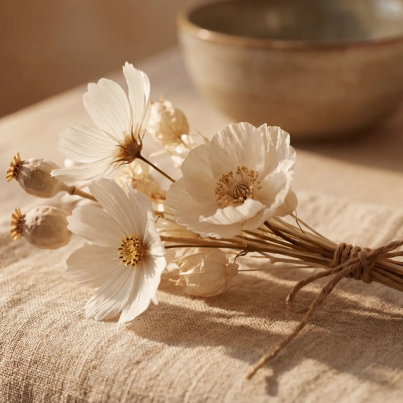 Neutral-toned wellness still life with dried flowers, linens, and spa elements used as the Signature Packages hero image at Body Reset Montecito