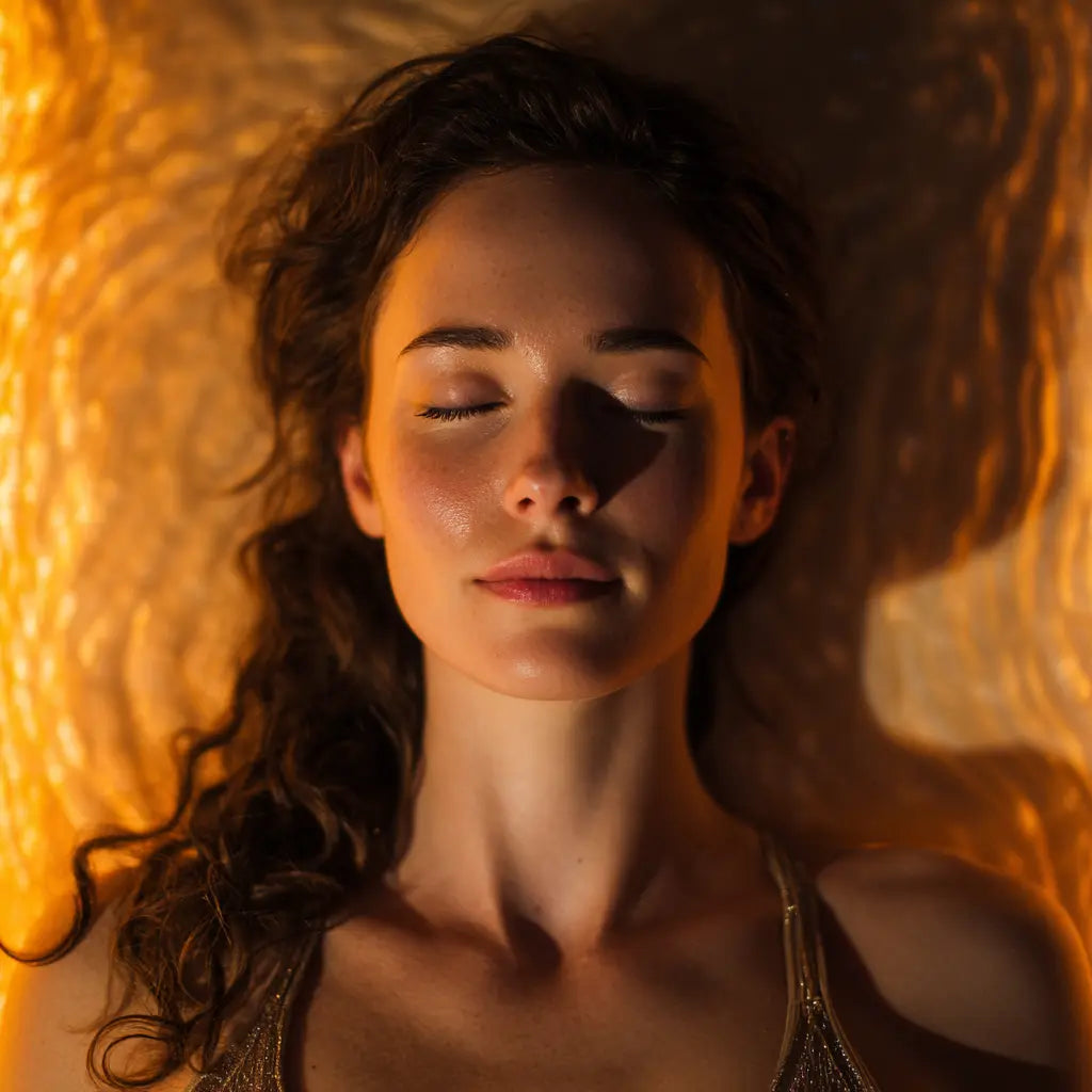 Client receiving red light therapy session for vitality and recovery