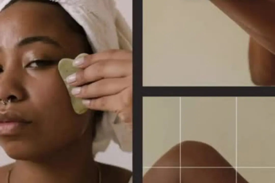 Montage of still images demonstrating a lymphatic drainage routine at Body Reset Montecito